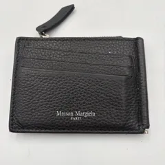 ■メゾン マルジェラ マネークリップ 二つ折り財布 ブラック レザー カードケース 小銭入れ付