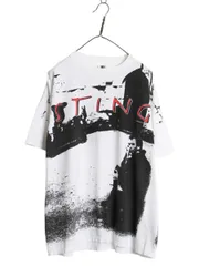 【お得なクーポン配布中!】 90s USA製 ★ スティング オールオーバー プリント Tシャツ メンズ XL / オールド 当時物 オフィシャル バンド ロック ツアー 白 GEM 総柄