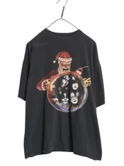 【お得なクーポン配布中!】 90s USA製 ★ キッス 両面 プリント Tシャツ メンズ XL オールド 当時物 オフィシャル クリスマス グラフィック イラスト バンド ロック 黒