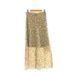 スナイデル SNIDEL バリエプリントナロースカート フレア マキシ ロング 0 茶 ブラウン 白 ホワイト /AT ■OS