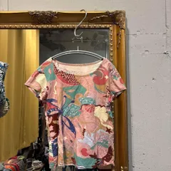 50 ヨーガンレール JURGEN LEHL 花柄 総柄 半袖　トップス Tシャツ ピンク 　おしゃれ　カットソー　シャツ　ブラウス　お呼ばれ　デート　オフィスカジュアル　食事会のサムネイル