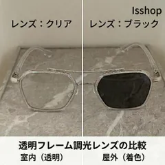 ★大人気★2WAY仕様 調光サングラス ツーブリッジ スクエア クリア×シルバー