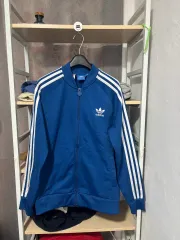 アディダス 青 トラックジャージ