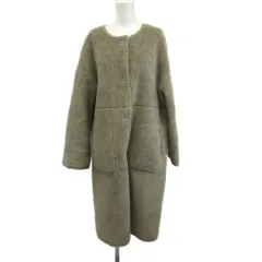 ザラ ベーシック ZARA BASIC ボアコート リバーシブル アウター フェイクムートン ノーカラー ロング M グレージュ /XZ ■GY99