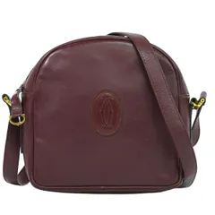 本物 カルティエ Cartier マストライン ショルダーバッグ ポシェット レザー ボルドー Must Line バッグ 中古・