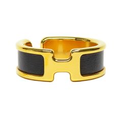 エルメス HERMÈS カフバングル シェーヌダンクル GP×レザー 【極美品 