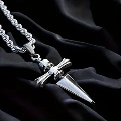 ネックレス メンズ 十字架 クロス 60cm シルバー ゴシック 金属 合金 ペンダント ヴィンテージアクセサリー 男女兼用 おしゃれ カジュアル ストリート系 t10305