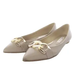 ダイアナ DIANA パンプス フラット ポインテッドトゥ レザー 23cm グレージュ /YO7