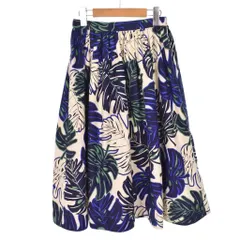 グレースコンチネンタル GRACE CONTINENTAL スカート ロング フレア 総柄 36 青 ブルー ■FY