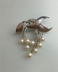 MIKIMOTO ミキモト パールブローチ あこや真珠 本真珠 3粒 MS刻印