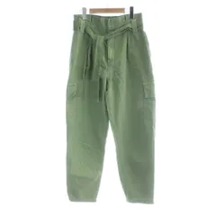 ザラ ZARA テーパードパンツ XS 緑 グリーン ハイウエスト リボンベルト カーゴポケット /AB ■OS
