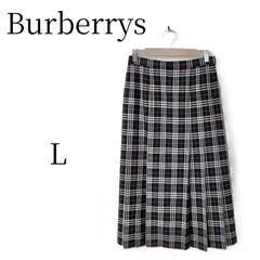 【美品・超希少】Burberrys バーバリー L チェック ロング プリーツ スカート 紺 赤 SANYO 三陽商会 ヴィンテージ 春 秋 冬 古着 サイズ40
