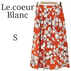 ルクールブラン le.coeur blanc 花柄 ロング スカート オレンジ ホワイト 36 S ボタニカル フレア Aライン ウエストゴム 裏地付 ポリエステル 手洗い可 春夏 華やか オフィスカジュアル フェミニン きれいめ 上品