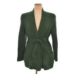 マックスマーラ 白タグ ニット カーディガン モヘヤ アンゴラ ウール ボタンレス M 緑