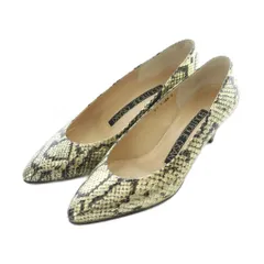 ブティックオーサキ BOUTIQUE OSAKI パンプス ポインテッドトゥ ヒール 22.5cm ゴールドカラー 金色 黒 ブラック パイソン柄 /RI ■OS