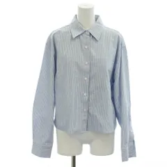 ジェイダブリューアンダーソン JWアンダーソン J.W.ANDERSON ユニクロ UNIQLO 25SS オックスフォードシャツ ブラウス M 水色 ライトブルー 白 ホワイト ストライプ柄 レギュラーカラー 長袖 /AG ■OS