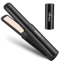 【2026新登場】ATTKAI コードレスヘアアイロン 2WAY Type-C 充電式 5000mAh大容量 ヘアアイロン コードレス& ミニ 20mm板面 140℃?200℃ 4段階温度設定可能 25s 急速加熱 コードレス ストレート20分自動電源OFma