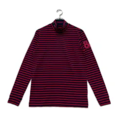 中古 メンズ パーリーゲイツ PEARLY GATES 長袖シャツ 4(M) ネイビー×レッド ハイネック ボーダー