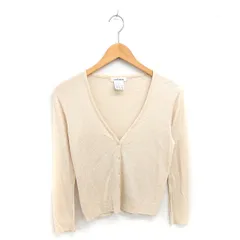 ニューヨーカー NEWYORKER カーディガン ニット Vネック 薄手 長袖 L ライトベージュ 薄茶 /TT
