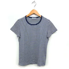 サンスペル SUNSPEL ボーダー ラウンドネック カットソー Tシャツ コットン 綿 半袖 L 紺 ネイビー /NT34のサムネイル