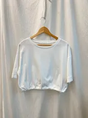 GU 白 クロップド半袖Tシャツ(L)