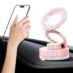 【新品】 ANKDELL 車 スマホホルダー マグネット 【令和8年NEWモデル/超強磁力】 スマホ マグネット 真空ゲル吸盤+超強力N55磁石 折りたたみ式 高級アルミ合金製 片手操作 360度回転 自由調節 安定性 取り付け簡単 iPhone&Andr 1