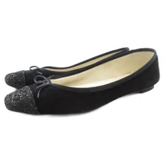 オデットエオディール Odette e Odile アローズ バレエシューズ フラット スクエアトゥ グリッター切替 23.5cm 黒 ブラック /GV