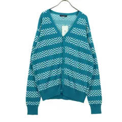 未使用 URBAN RESEARCH アーバンリサーチ ジャガード柄 長袖 Vネック ニットカーディガン 40 ターコイズブルー メンズ 古着