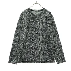 美品 monsieur NICOLE ムッシュニコル 総柄 長袖 カットソー 48 ブラック系 メンズ 古着