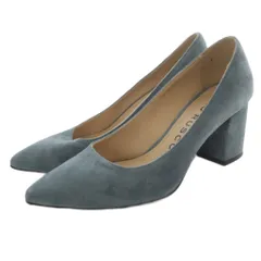 ファビオルスコーニ FABIO RUSCONI スエード ポインテッドトゥ パンプス チャンキーヒール 37 青