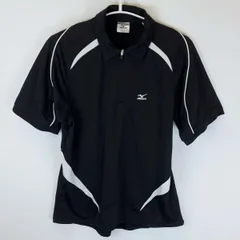 ミズノ ハーフジップ S/S ポロシャツ M ブラック メンズ MIZUNO テニス スポーツウェア