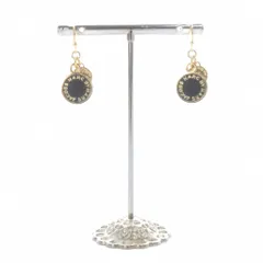 マークジェイコブス MARC JACOBS ロゴ フックピアス 黒 ゴールド色