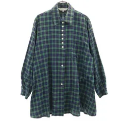 Christian Dior SPORTS クリスチャンディオールスポーツ 90s オールド チェック柄 長袖 チュニック丈 シャツ M ネイビー レディース 古着