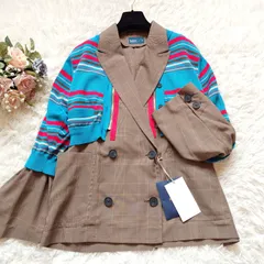 新品タグ付き カラー kolor 3way ドッキング レイヤード ダブル テーラードジャケット チェック ボーダー オーバーサイズ ユニセックス