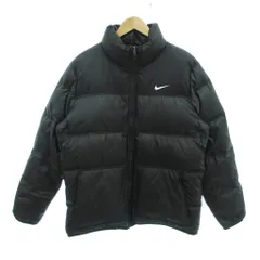ナイキ NIKE ダウンジャケット リバーシブル L 黒 ブラック スタンドカラー ロゴプリント チェック柄  /SJ ■ECA003
