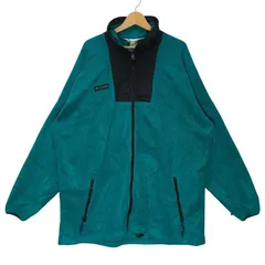90's vintage 90年代 ヴィンテージ Columbia コロンビア 三角タグ フリースジャケット ライトアウター ドローコード ワンポイント刺繡 オーバーサイズ ビッグシルエット グリーン