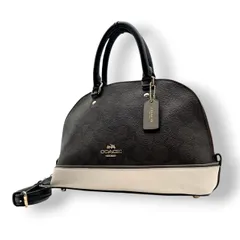 【美品】コーチ COACH F57493 シグネチャー ドーム型 2way ハンドバッグ ショルダーバッグ レザー ブラウン アイボリー 茶 白 ゴールド金具 ロゴ カバン 鞄 レディース エレガント カジュアル お出かけ デート 自立可 斜め掛け可 S99