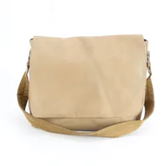 美品 プラダ レザー ショルダーバッグ 斜め掛け メッセンジャー ビジネス 通勤 トート ベージュ A4 メンズ RUE DP39-2【中古】