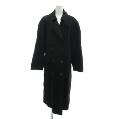 ノーブランド 美品 カシミヤコート  F 黒 ブラック ダブルブレスト ロング丈 /SJ ■ECA003