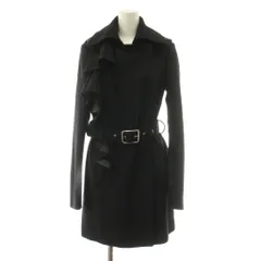 パトリツィアペペ PATRIZIA PEPE FIRENZE ステンカラーコート ロング フリル ウール カシミヤ混 ベルト付き 42 黒 ブラック /KU ■ECB003のサムネイル