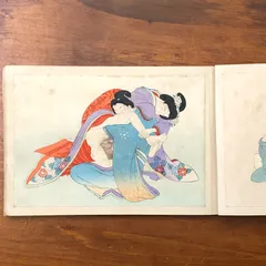 仕掛け春画 彩色木版画1組|艶本春画 浮世絵 和本 色競花の雫」恋川笑山 明治期刊 彩色木版画 1冊|艶本 春画 浮世絵 和本