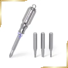 【新品】 KEEPO LINK 小型精密ドライバーセット 4本の磁性ビット付き (PH1, SL3.5, T6H, T8H) チタン製 ミニトルクスドライバー キーホルダー 携帯用精密工具 EDC (ガンメタルグレー?) 0のサムネイル