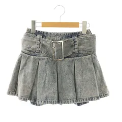 ジェイダ GYDA 26SS ハイウエストWIDEBELTプリーツデニムスカートライクショートパンツ ミニスカート S インディゴブルー /DO ■OS