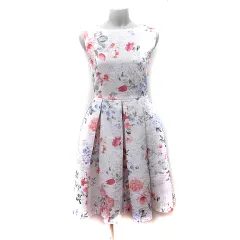 レストローズ L'EST ROSE ワンピース ひざ丈 ノースリーブ 花柄 Sマルチカラー /YI