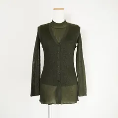 未使用 Ameri アメリ VEST LAYERED RIB KNIT ベスト レイヤード リブニット 長袖 トップス 透け感 セットアップ カーキ