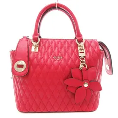 ゲス GUESS ハンドバッグ ミニボストン ショルダー 2WAY キルティング レザー 赤 レッド /AS ■OS