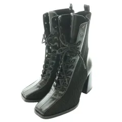 リエンダ rienda レースUP Knitショートブーツ S 黒 ブラック /SS ■OS