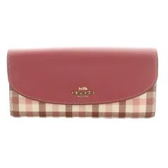 コーチ COACH 長財布 フラップ開閉 小銭入れ チェック柄 切替 ピンク /MI ■OS