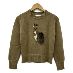 MUVEIL(ミュベール) 長袖セーター サイズ36 S レディース ベージュ×アイボリー×ダークブラウン ラインストーン