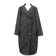 【美品】DOLCE & GABBANA ドルチェ アンド ガッバーナ コート ロゴ ボタン ジャガード フローラル 花柄 ダブルブレスト ロング丈 アウター レディース サイズ 40 ブラック 黒 総柄 イタリア製